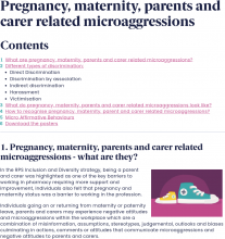 Pregnancy, maternity, parents and carer related microaggressions